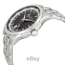 Mens Hamilton H32695131 Jazzmaster Black Dial GMT Stainless Steel Watch