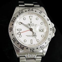 Mens Rolex Stainless Steel Explorer II Date Watch 40mm Oyster withWhite Dial 16570