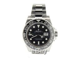 Mens Rolex Stainless Steel GMT-Master II Watch Black Dial & Ceramic Bezel 116710