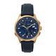 Mens Wristwatch NAUTICA SHANGHAI NAPSHG002 GMT Genuine Leather Blue WORLD TIME