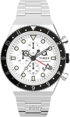 Mens Wristwatch TIMEX Q GMT TW2V69900 Chrono Stainless Steel White