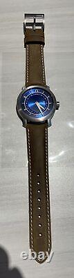 Ming 38mm Automatic Titanium Mens Watch 17.03 GMT BLUE Selling As-Is
