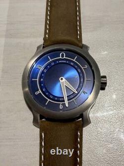 Ming 38mm Automatic Titanium Mens Watch 17.03 GMT BLUE Selling As-Is