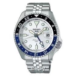 Mod Seiko 5 Five Sports SSK033 GMT Automatic Watch 100 Meter White Dial