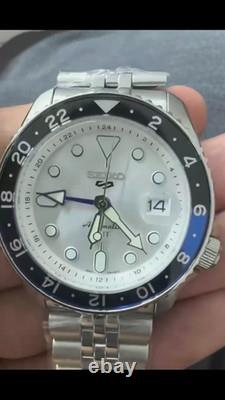 Mod Seiko 5 Five Sports SSK033 GMT Automatic Watch 100 Meter White Dial