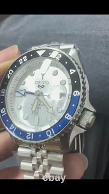 Mod Seiko 5 Five Sports SSK033 GMT Automatic Watch 100 Meter White Dial
