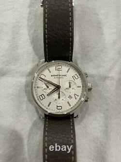 Montblanc Timewalker Chronograph Automatic Watch 43mm Silver Dial BRN Calf Strap