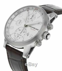 Montblanc Timewalker Chronograph Silver Dial Brown Leather Men's Watch 107065