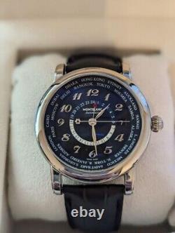 Montblanc World Time GMT 109285 Automatic Leather Black Dial 42mm Men's Watch JP