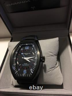 Montres De Luxe Mens GMT Estremo Black blue Tonneau Leather Watch NEW