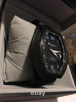 Montres De Luxe Mens GMT Estremo Black blue Tonneau Leather Watch NEW
