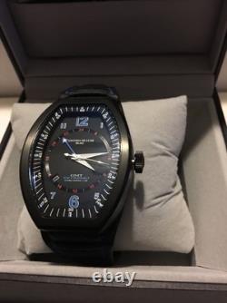 Montres De Luxe Mens GMT Estremo Black blue Tonneau Leather Watch NEW