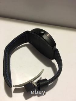 Montres De Luxe Mens GMT Estremo Black blue Tonneau Leather Watch NEW