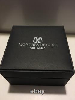 Montres De Luxe Mens GMT Estremo Black blue Tonneau Leather Watch NEW