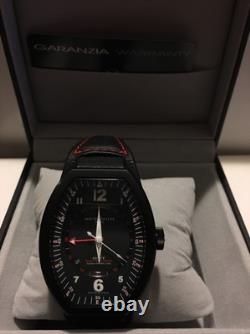 Montres De Luxe Mens GMT Estremo Black white red Tonneau Leather Watch NEW