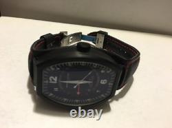Montres De Luxe Mens GMT Estremo Black white red Tonneau Leather Watch NEW