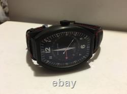 Montres De Luxe Mens GMT Estremo Black white red Tonneau Leather Watch NEW