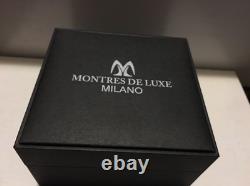 Montres De Luxe Mens GMT Estremo Black white red Tonneau Leather Watch NEW