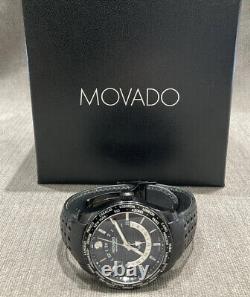 Movado Black Series 800 GMT World-Time 24 Hr Steel Watch Model 14-1-36-1207
