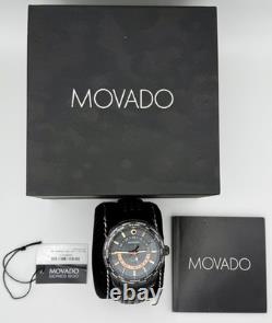 Movado Black Series 800 GMT World-Time 24 Hr Steel Watch Model 14-1-36-1207