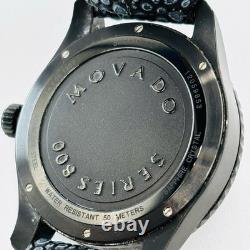 Movado Black Series 800 GMT World-Time 24 Hr Steel Watch Model 14-1-36-1207