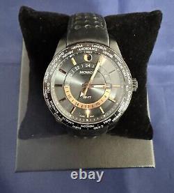 Movado Black Series 800 GMT World-Time 24 Hr Steel Watch Model 2600118