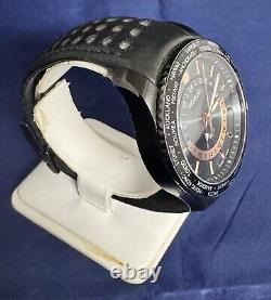 Movado Black Series 800 GMT World-Time 24 Hr Steel Watch Model 2600118