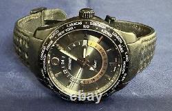 Movado Black Series 800 GMT World-Time 24 Hr Steel Watch Model 2600118