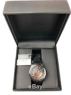 Movado Series 800 GMT World Time Perf Strap, Black Dial Black PVD Case NEW NIB