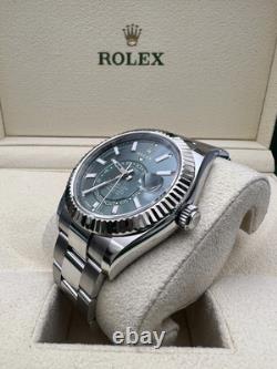 NEW 2025 Rolex Sky-Dweller 336934 42mm Green Dial Oyster Bracelet Box Papers