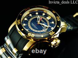 NEW Invicta Men's 48mm PRO DIVER SCUBA Swiss GMT BLACK DIAL Gold Tone SS Watch