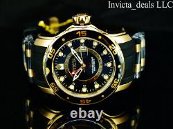 NEW Invicta Men's 48mm PRO DIVER SCUBA Swiss GMT BLACK DIAL Gold Tone SS Watch