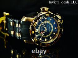 NEW Invicta Men's 48mm PRO DIVER SCUBA Swiss GMT BLACK DIAL Gold Tone SS Watch