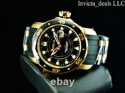 NEW Invicta Men's 48mm PRO DIVER SCUBA Swiss GMT BLACK DIAL Gold Tone SS Watch