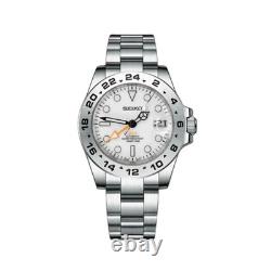 NEW Seiko NH34 Premium Custom MOD Watch Rugged GMT Polar White Dial MINT