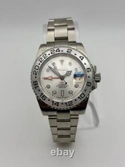 NEW Seiko NH34 Premium Custom MOD Watch Rugged GMT Polar White Dial MINT