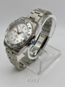 NEW Seiko NH34 Premium Custom MOD Watch Rugged GMT Polar White Dial MINT