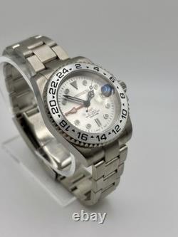 NEW Seiko NH34 Premium Custom MOD Watch Rugged GMT Polar White Dial MINT