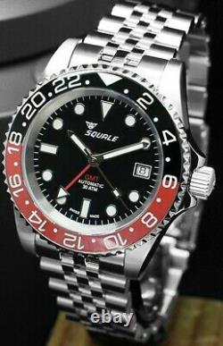 NEW Squale 1545 30 Atmos BLACK / RED COKE GMT Ceramica Ceramic Watch WARRANTY