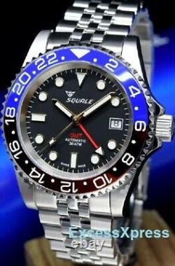 NEW Squale 1545 30 Atmos BLUE/RED Pepsi GMT Ceramica Watch Warranty MKII