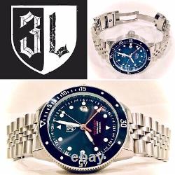 NEW Swiss Three Leagues Grey GMT Black RP $375 1640 Ft TLW3L203 Dive Watch