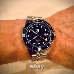 NEW Swiss Three Leagues Grey GMT Black RP $375 1640 Ft TLW3L203 Dive Watch