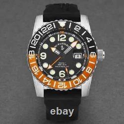 NEW! Swiss Zeno Men's Diver Dial Black Strap Automatic GMT-12-A15 Nice