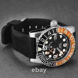 NEW! Swiss Zeno Men's Diver Dial Black Strap Automatic GMT-12-A15 Nice