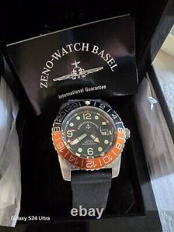 NEW! Swiss Zeno Men's Diver Dial Black Strap Automatic GMT-12-A15 Nice