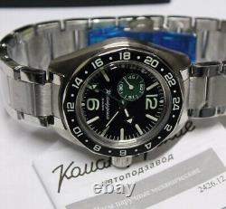 NEW Vostok Amphibia GMT 03001B Russian Watch Automatic Black Dial (20 ATM)