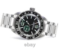 NEW Vostok Amphibia GMT 03001B Russian Watch Automatic Black Dial (20 ATM)