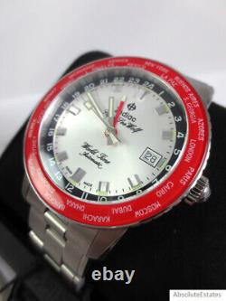 NEW Zodiac Super Sea Wolf GMT World Time Automatic Silver Red Watch ZO9410 NWT