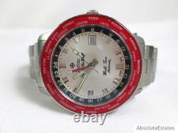 NEW Zodiac Super Sea Wolf GMT World Time Automatic Silver Red Watch ZO9410 NWT