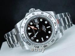 NH34 GMT Movement Custom Watch Explorer 2 40mm Automatic Solid Stainless Steel